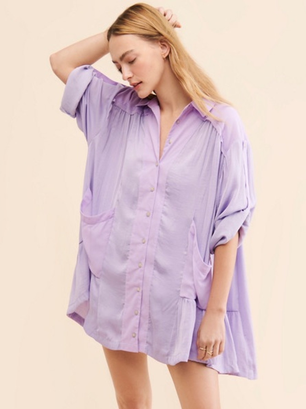 Free People Moonstruck Shirtdress Lavender